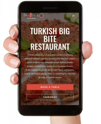 Turksih Big Bite Restaurant - Mobile View with hands - Transparent 2 - 2022